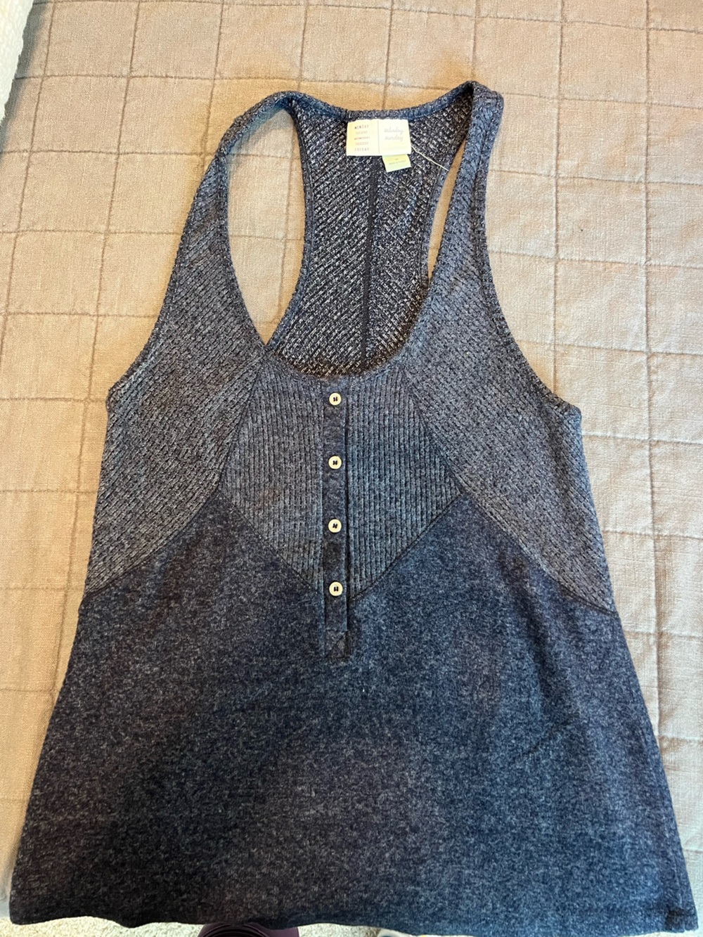 Women’s Heathered Gray Knit Racerback Tank with Button Placket